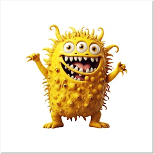 Yellow funny monster Posters and Art